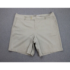 Eddie Bauer Shorts Womens 18 Beige Stretch Slash Pockets Mercer Fit 8" Inseam